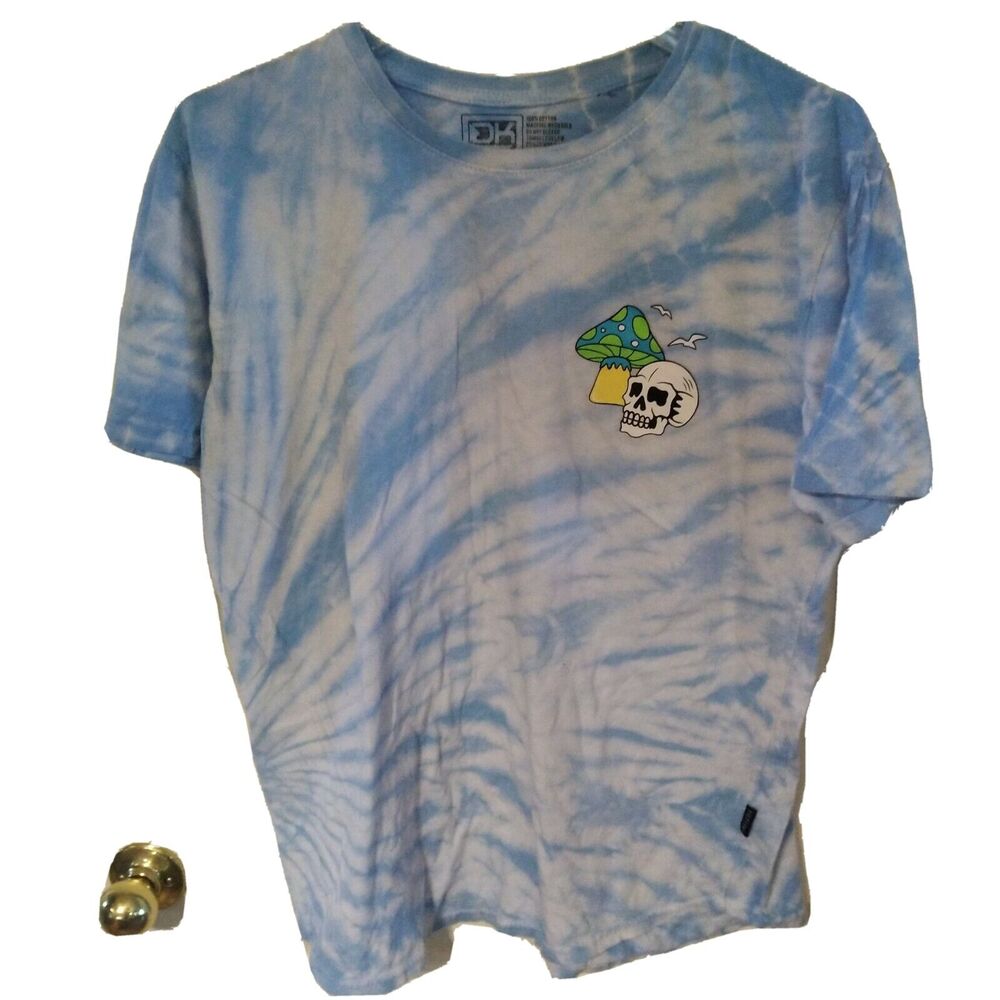 Dikotomy DK T-shirt Men's L Large LG Tie-Dye Blue Short Sleeve Skull Myshroom